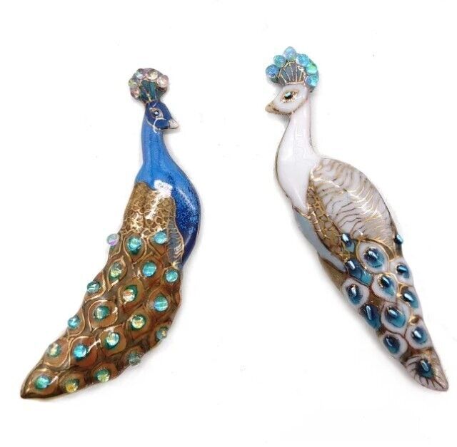 White Peacock - Japanese cloisonné enamel Pin Brooch Made-to-order NEW