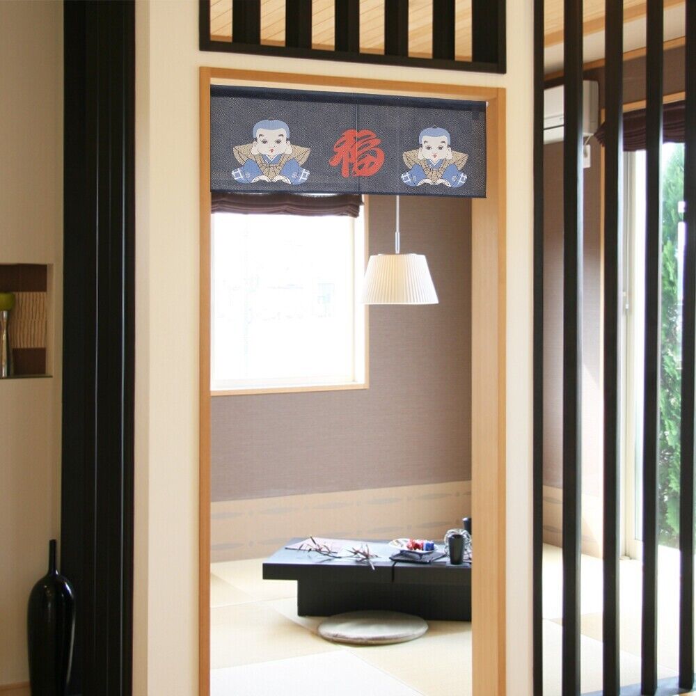 Made to Order Extra Short Size Japanese Noren Door Curtain Fukusuke Lucky doll