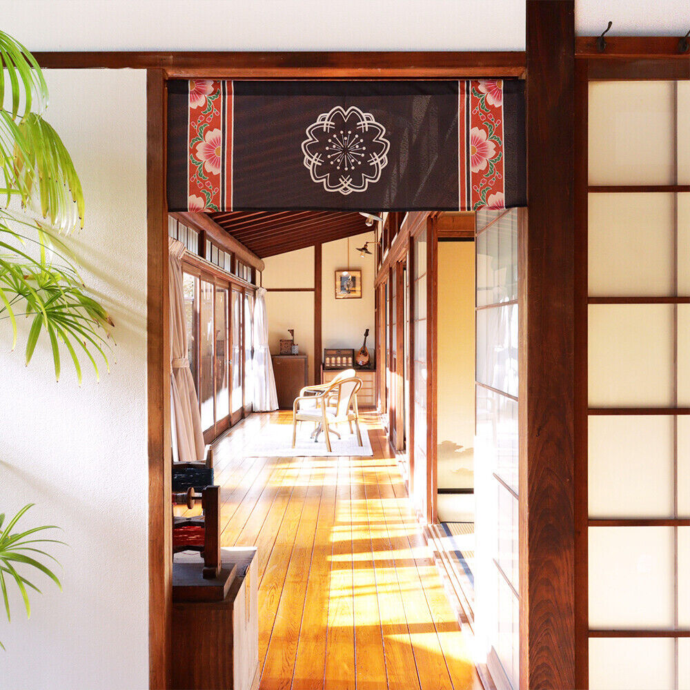 Made to Order Extra Short Size Japanese Noren Door Curtain Cherry Blossom Crest