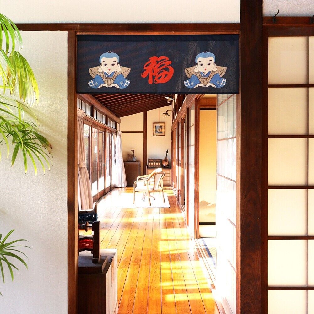 Made to Order Extra Short Size Japanese Noren Door Curtain Fukusuke Lucky doll
