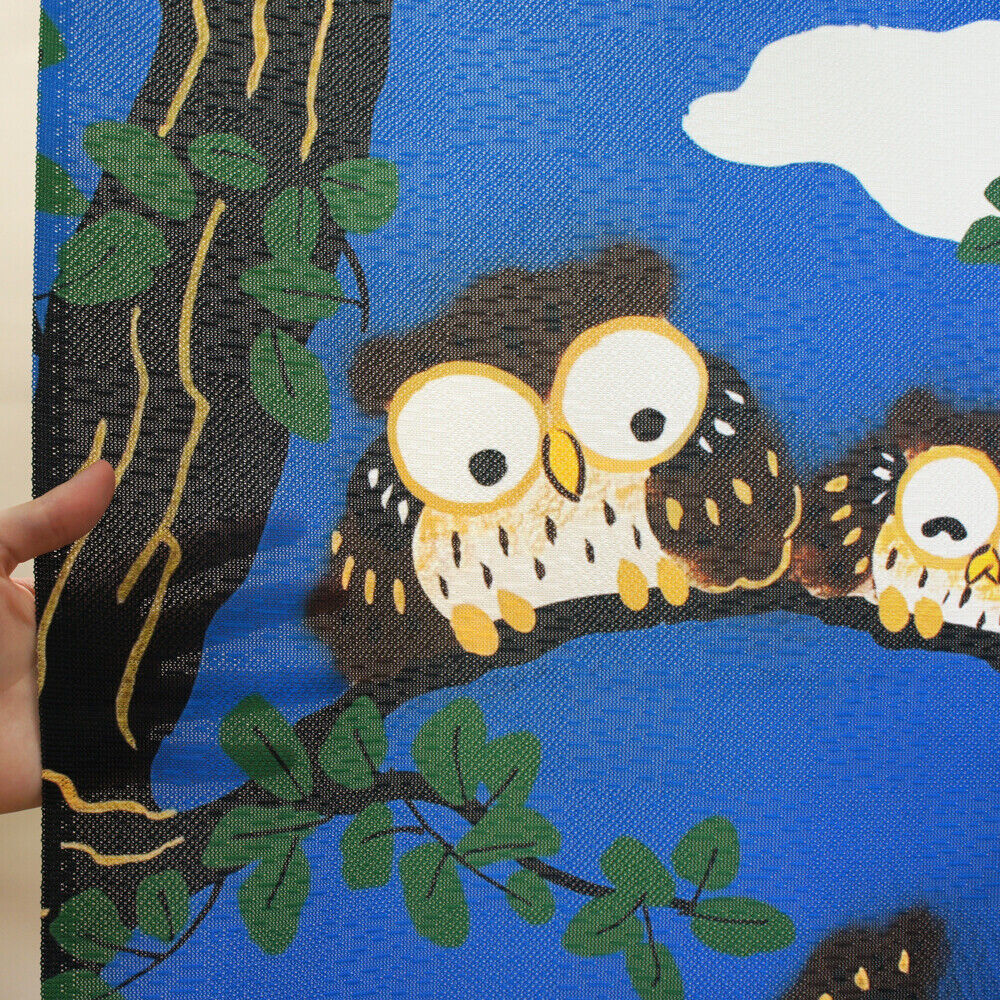 Made to order Premium Japanese Noren Door Curtain 7 Owls & Sun Flower