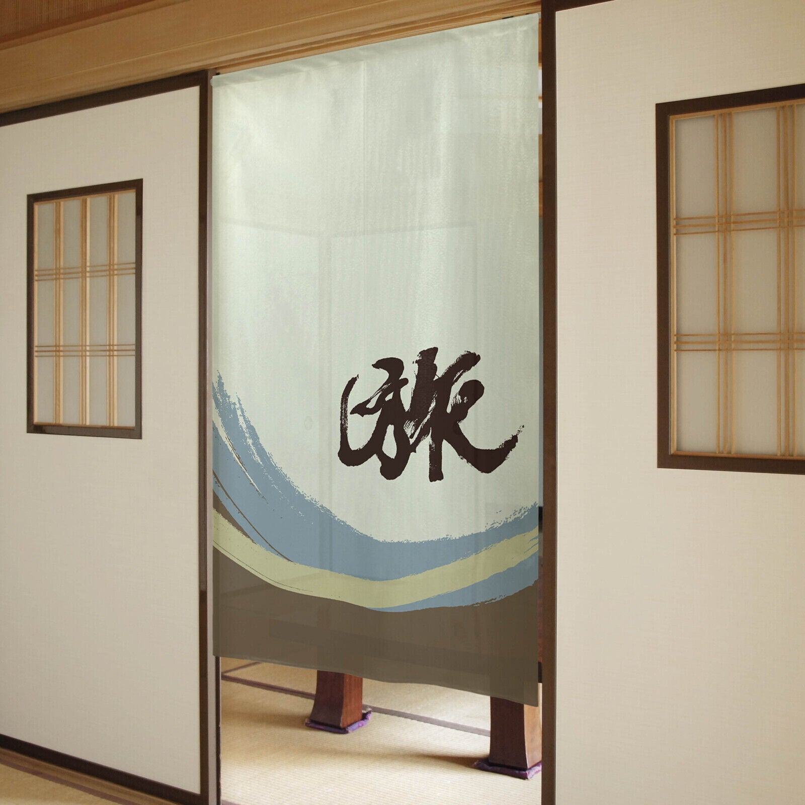 Japanese Noren Door Curtain Room Divider - Journey in Kanji, Chinese Character