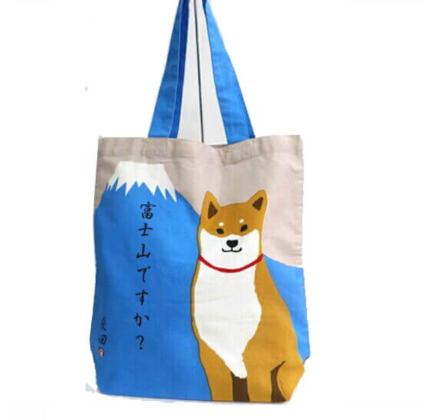 Shiba Inu "Shibata-san" A4 size Cotton Tote bag : Mt.Fuji.