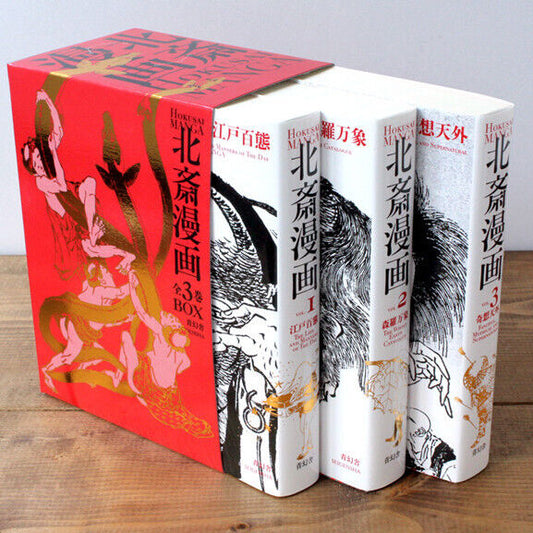 SEIGENSHA Katsushika Hokusai Manga BOX Remake Version Set of 3 Volumes Boxed