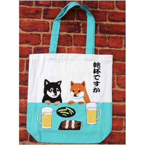 Shiba Inu "Shibata san" Cotton A4 size Tote Bag : Cheers!.