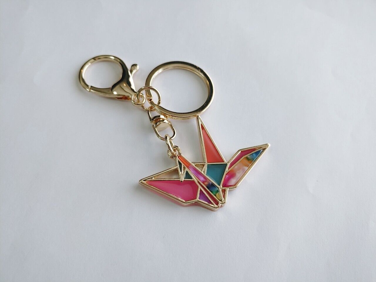 SANSAN Stained Glass Origami Crane Keychain - Japanese Style Gift for Collectors