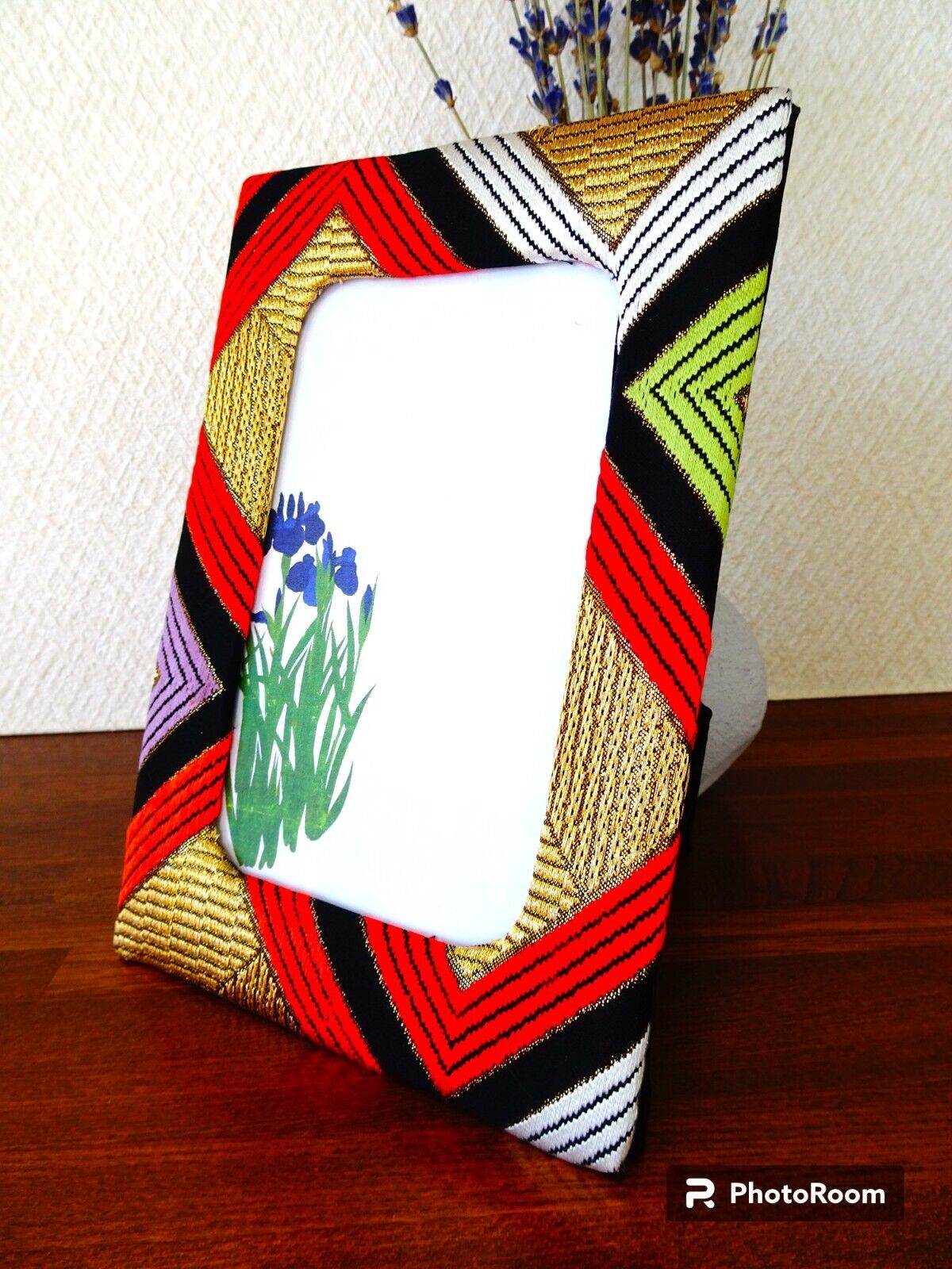 Handcrafted Japanese Kimono Photo Frame, Luxury, Unique Oriental Decor Gift Item.