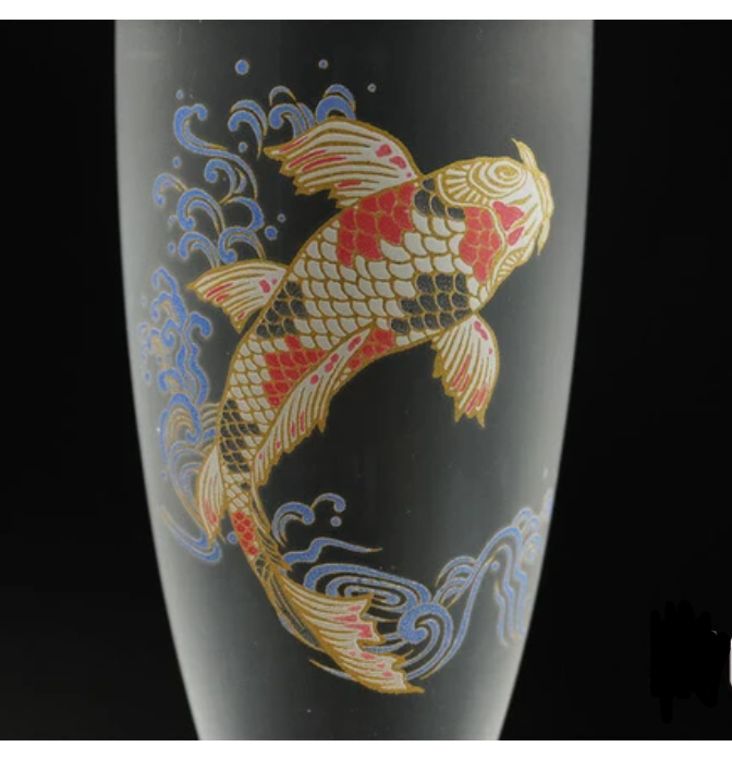 Mino Ware Color-Changing Champagne Flute : Koi Carp.