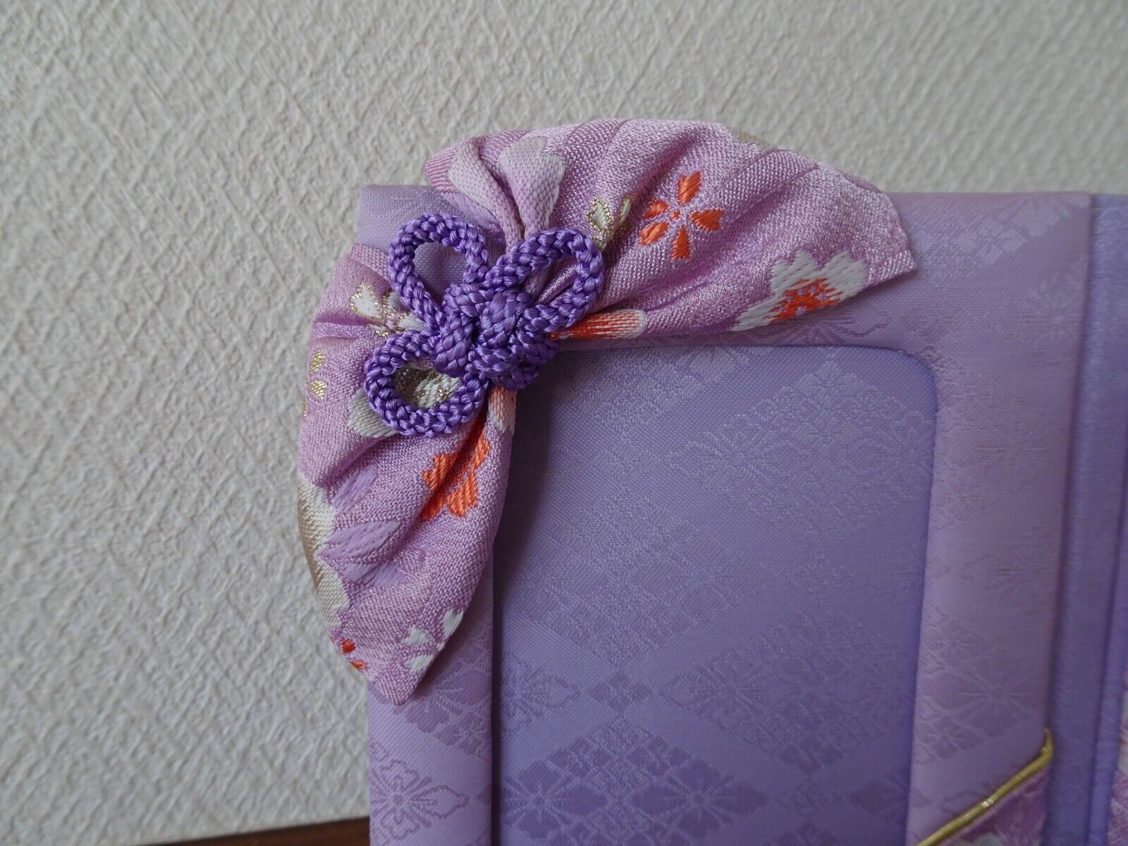 Handcrafted Japanese Kimono Photo Frame, Violet, Unique Oriental Decor Gift Item