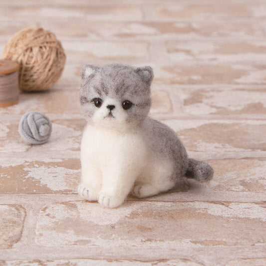 Hamanaka Needle Felting Kit: Crafting Cute Wool Animals Exotic Short Hair Cat