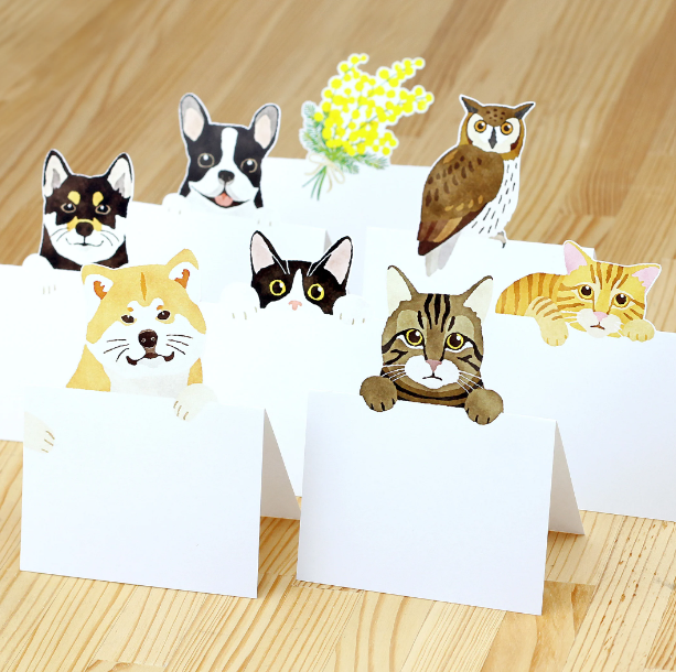 Dog design Pop-Up Die-Cut Standing Up Message Cards Book Note Pad - 50 sheets