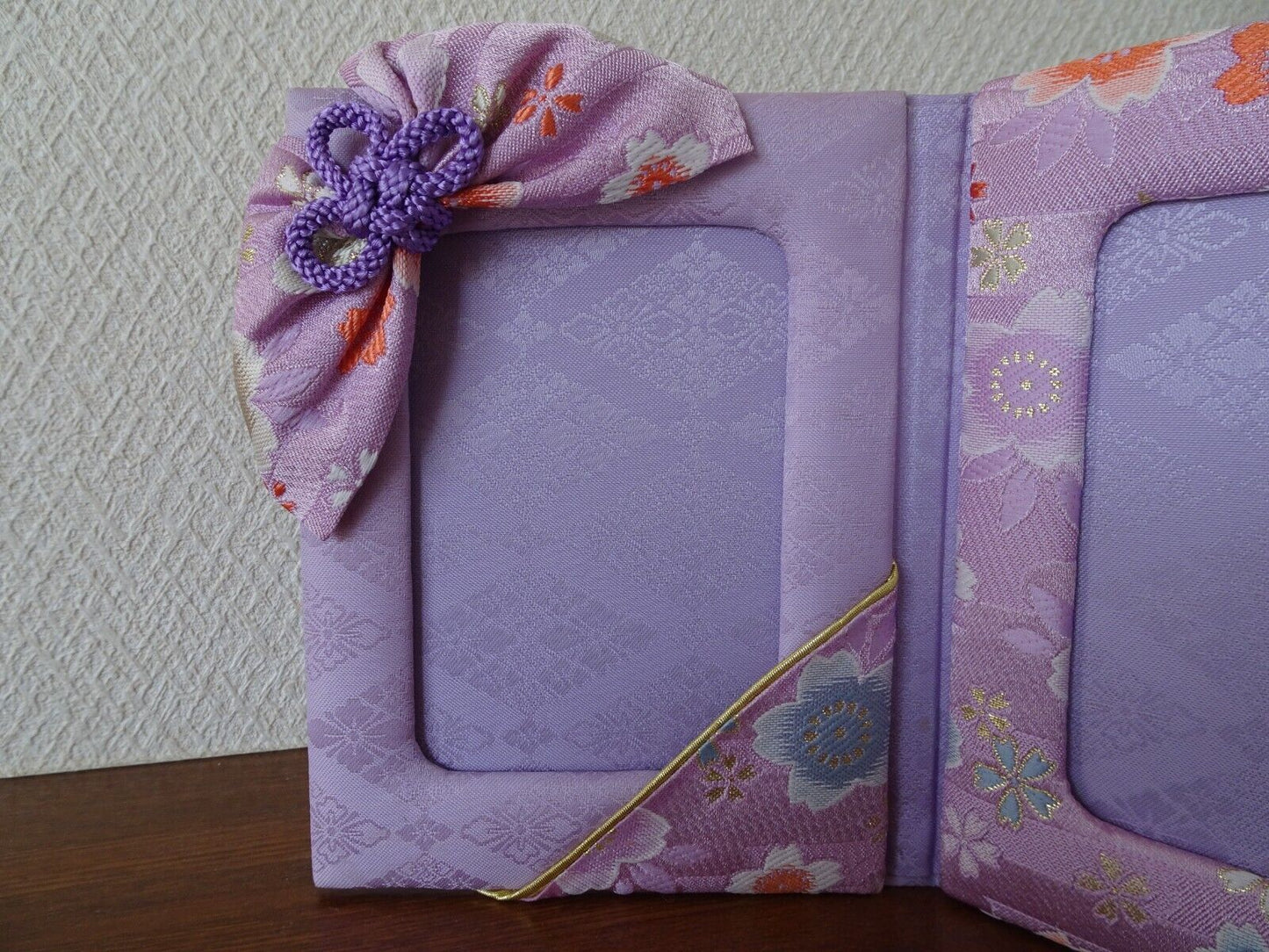 Handcrafted Japanese Kimono Photo Frame, Violet, Unique Oriental Decor Gift Item