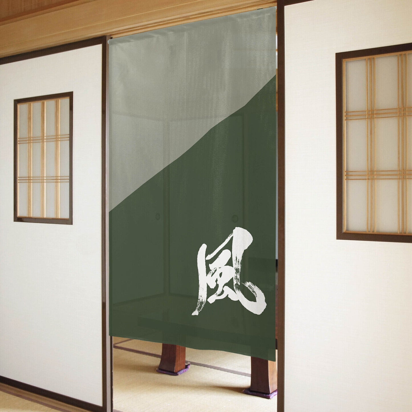Japanese Noren Door Curtain Room Divider - Wind in Kanji, Chinese Character