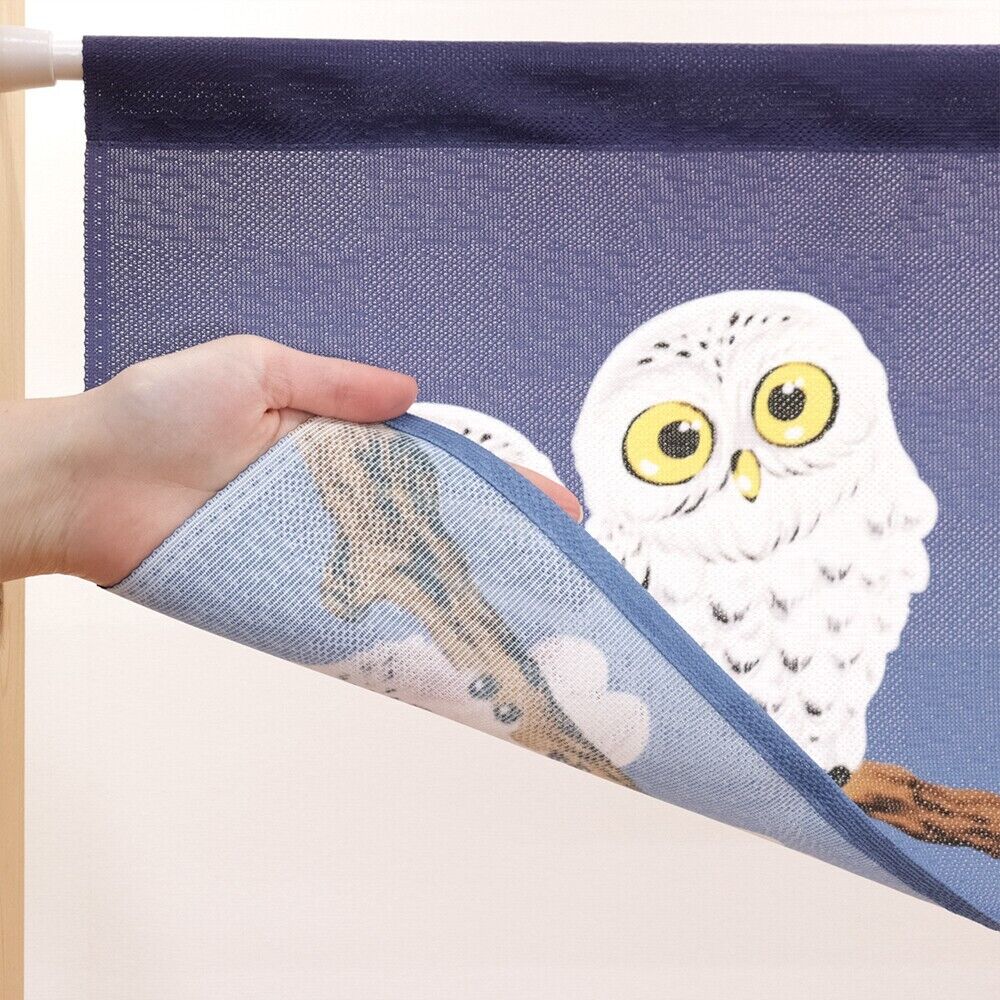 Made to Order Extra Short Japanese Noren Door Curtain Lucky White Owls