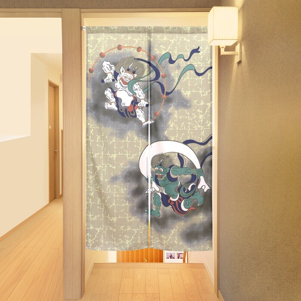 Fujin & Raijin Japanese Noren Door Decorate Curtain Room Divider Drapes