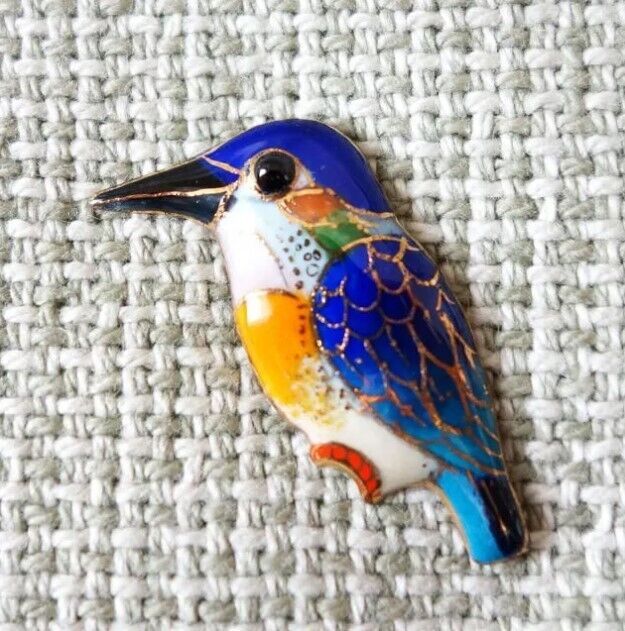 Kingfisher - Japanese cloisonné enamel Pin Badge Brooch Made-to-order NEW