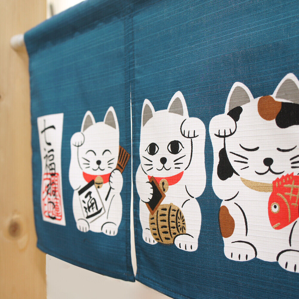 Maneki neko Lucky Cat Japanese Noren Door Curtain Entrance decoration Curtain
