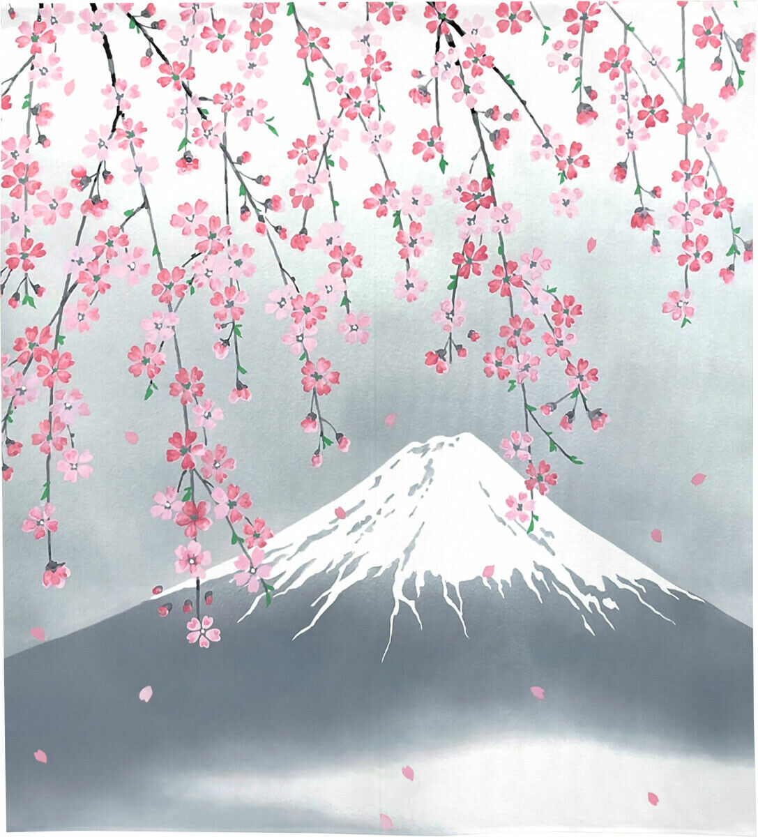 Made to order Short Size Japanese Noren Door Curtain Cherry blossoms & Mt. Fuji