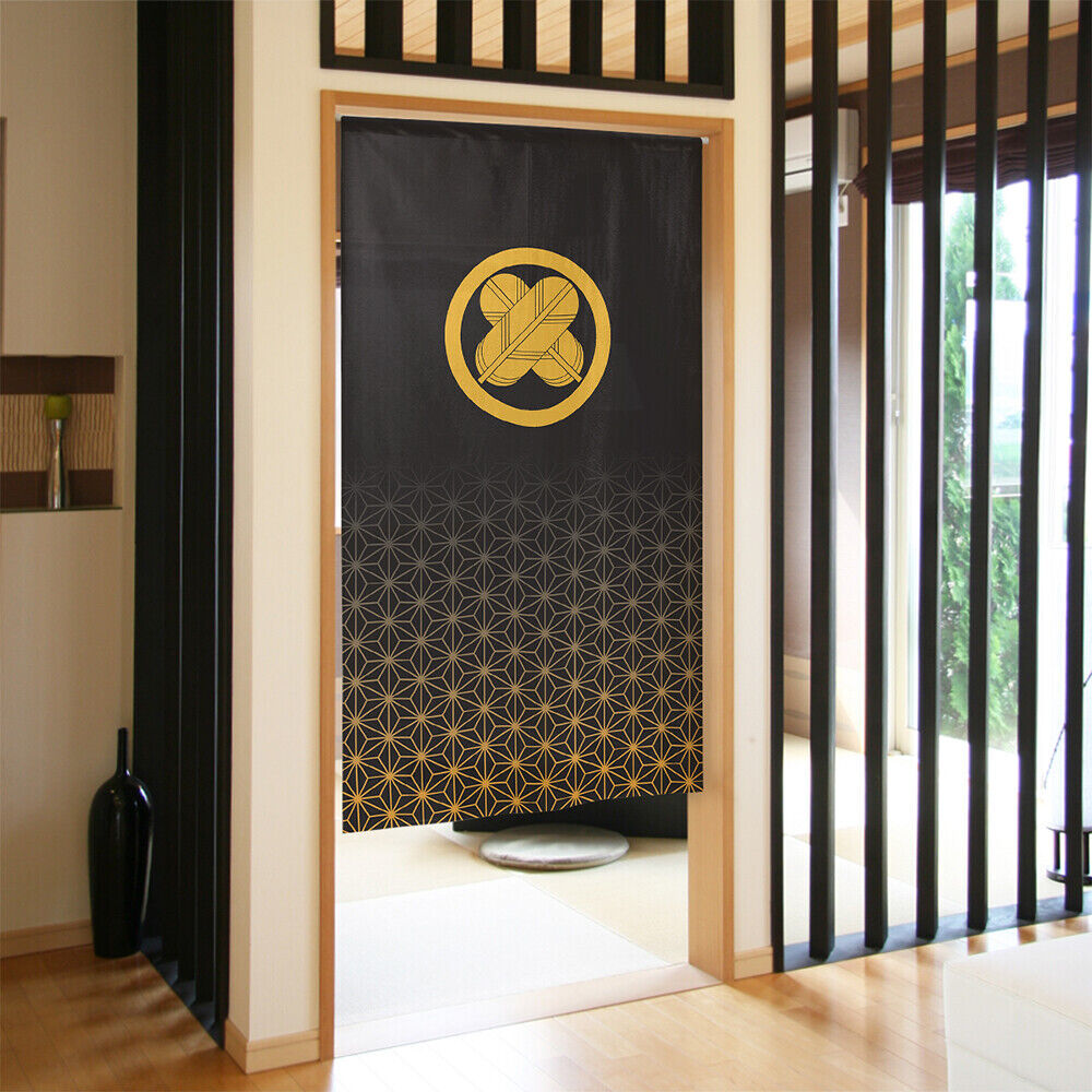 Kamon Japanese Family Crest Noren Door Curtain Room Divider - Hawk Wings