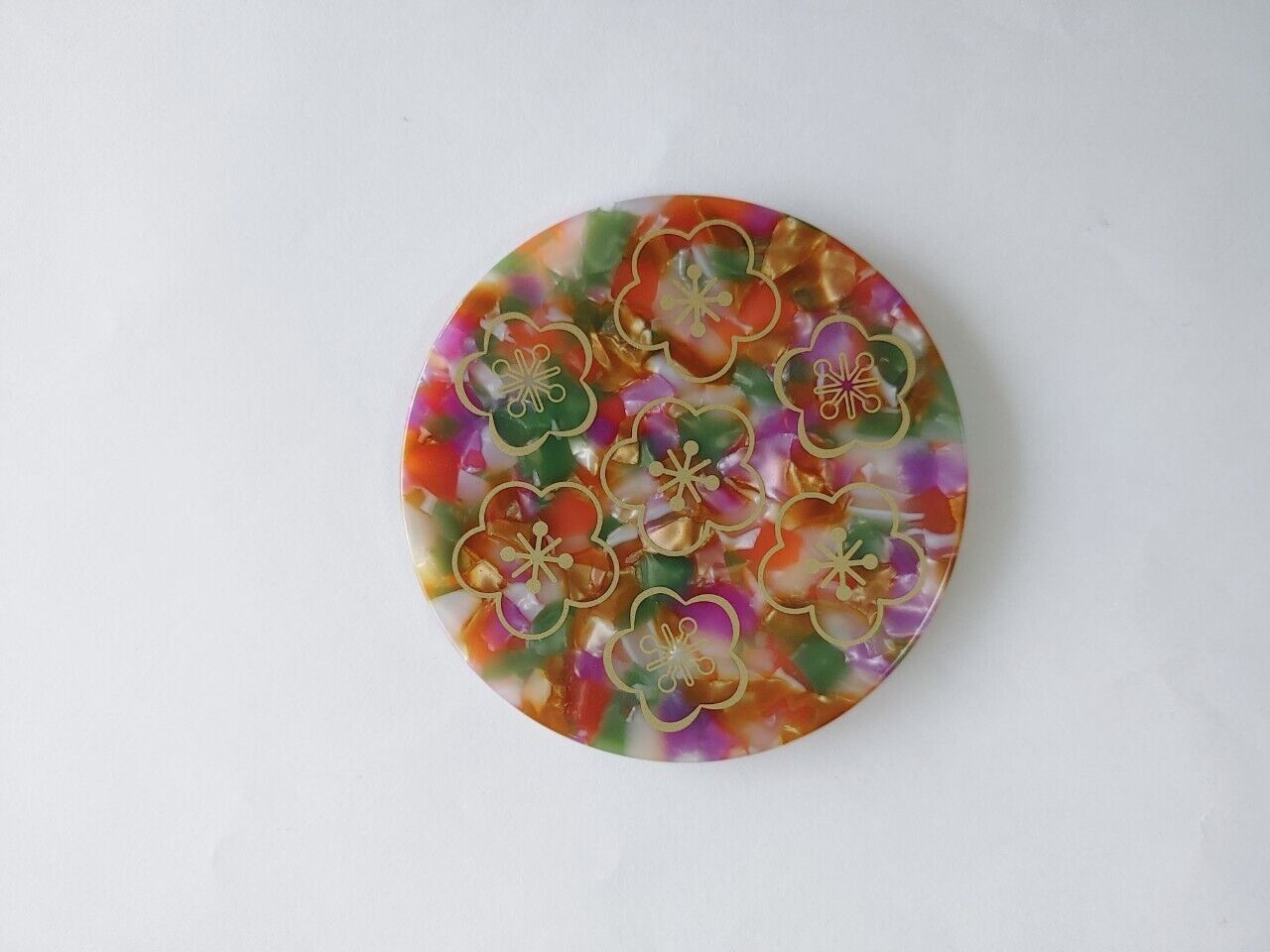 Japanese Plum Blossom Compact Hand Mirror - Traditional Pattern | Unique Gift