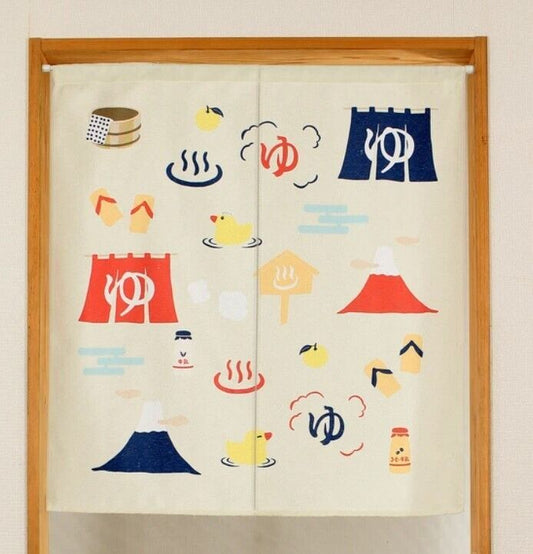 Onsen Hot Spring& Mt. Fuji Japanese Noren Door Curtain Room Divider 85×90cm