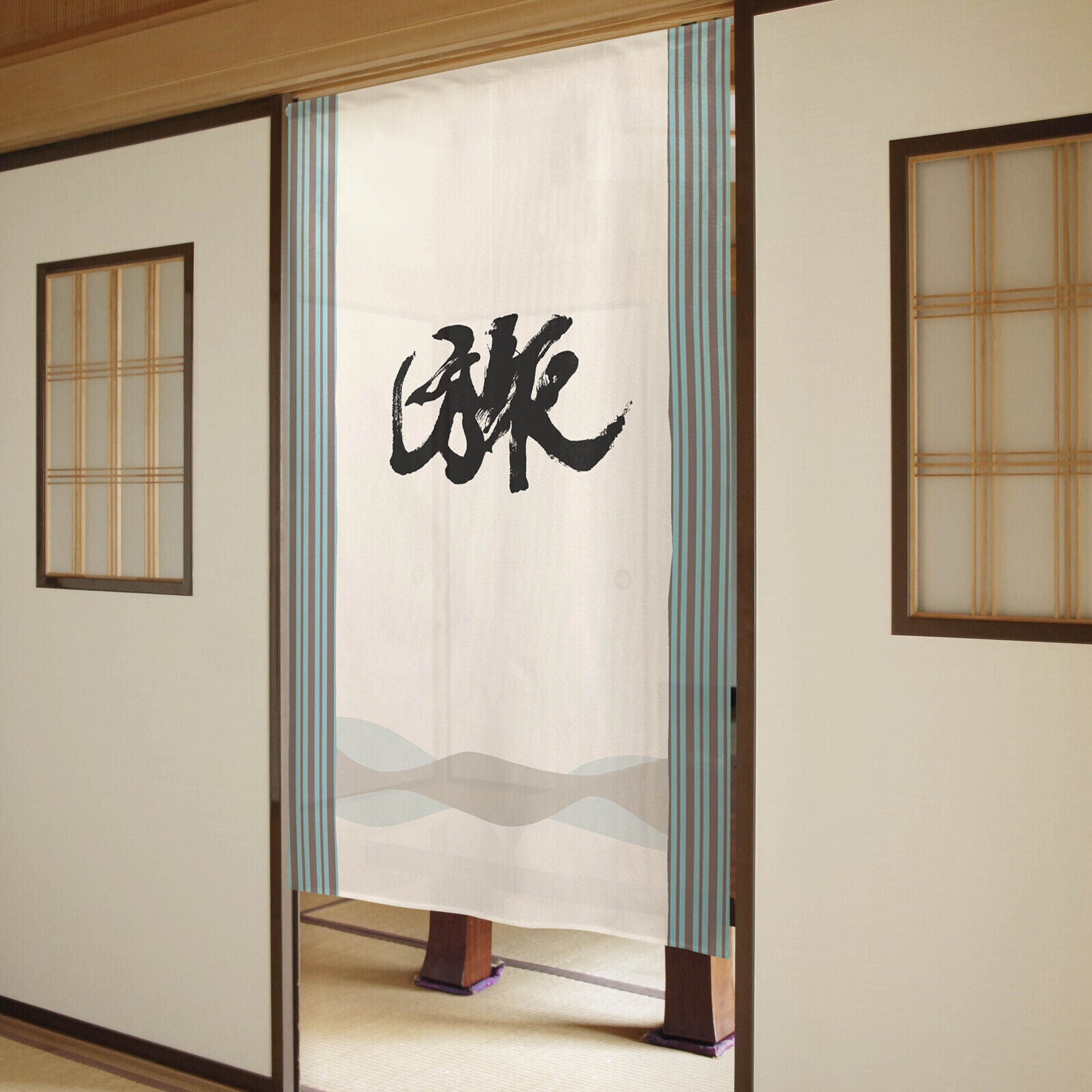 Japanese Noren Door Curtain Room Divider - Journey in Kanji, Chinese Character