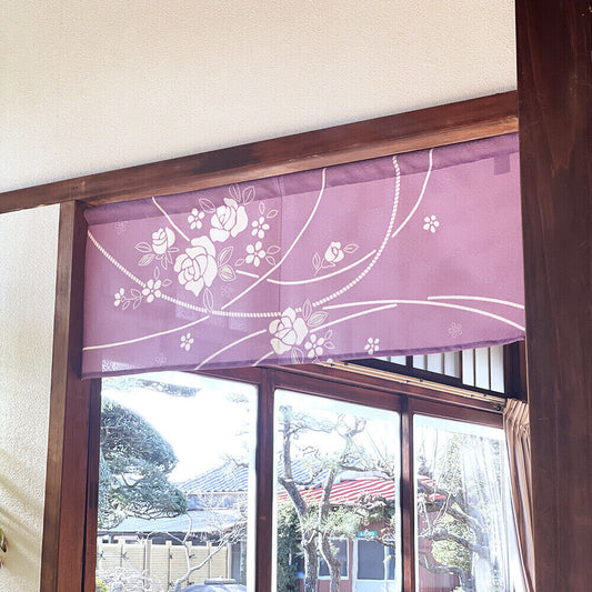 Made to Order Extra Short Size Japanese Noren Door Curtain Twisting Rose