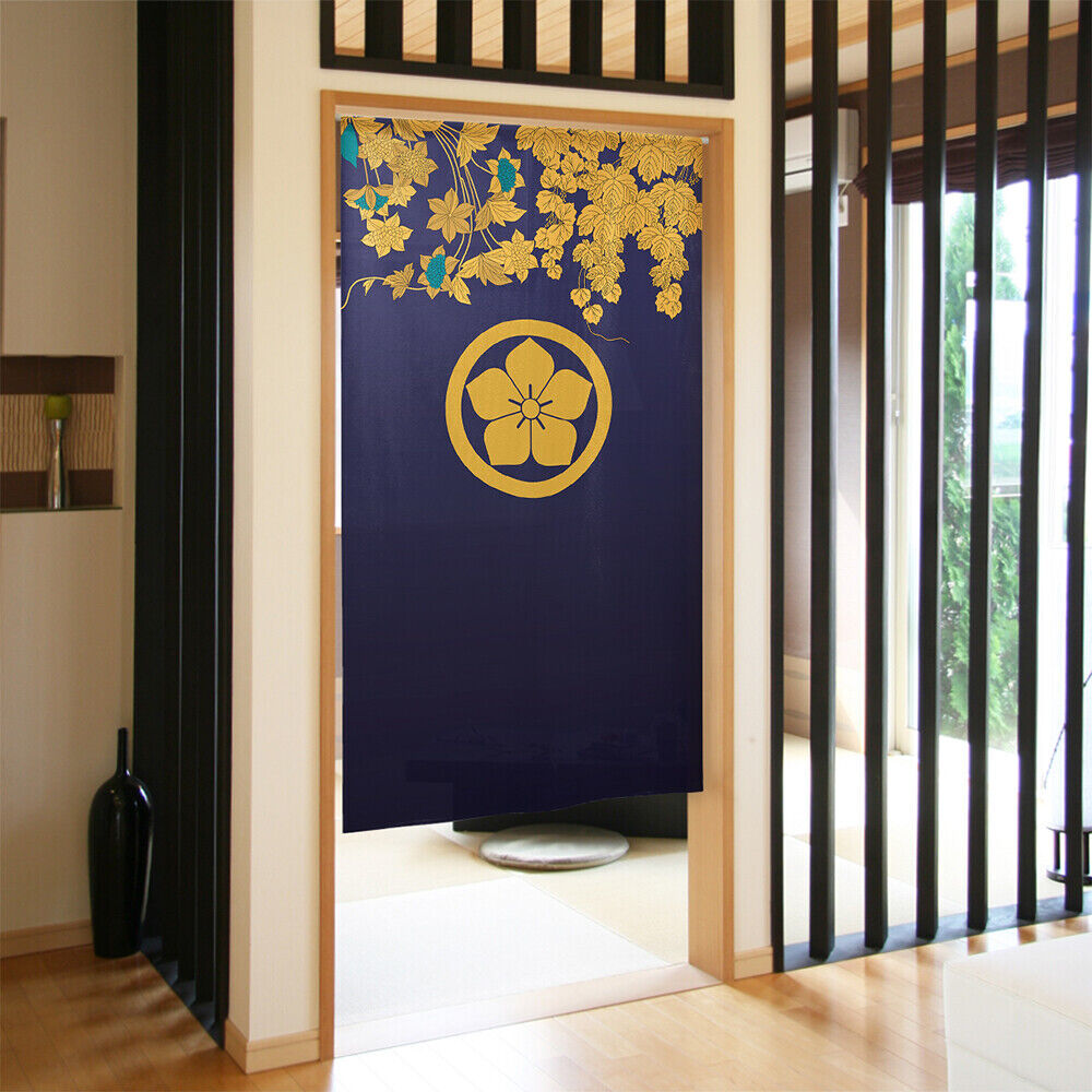 Kamon Japanese Family Crest Noren Door Curtain Room Divider - Bellflower
