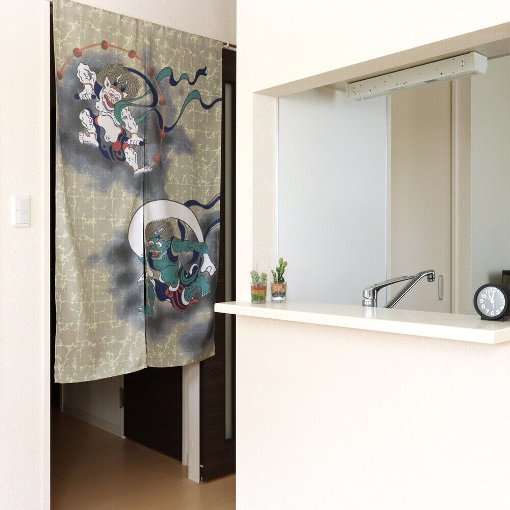 Fujin & Raijin Japanese Noren Door Decorate Curtain Room Divider Drapes