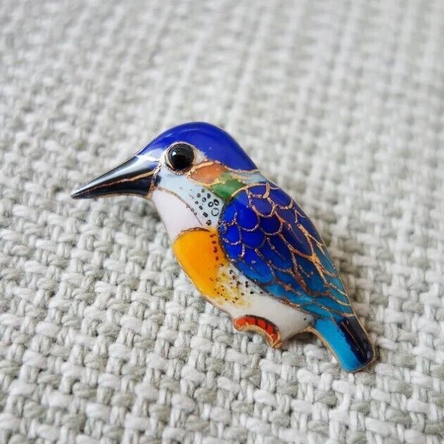 Kingfisher - Japanese cloisonné enamel Pin Badge Brooch Made-to-order NEW