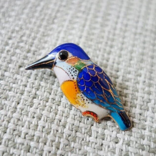 Kingfisher - Japanese cloisonné enamel Pin Badge Brooch Made-to-order NEW