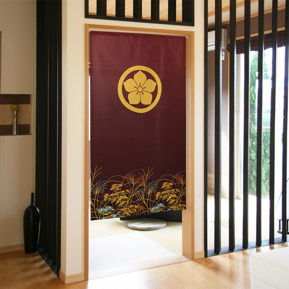 Kamon Japanese Family Crest Noren Door Curtain Room Divider - Bellflower