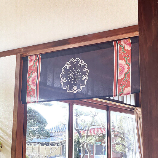 Made to Order Extra Short Size Japanese Noren Door Curtain Cherry Blossom Crest