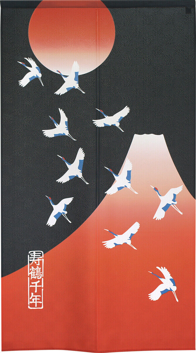 Made to Order Premium Japanese Noren Door Curtain Room Divider：Crane Fortune