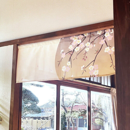 Made to Order Extra Short Japanese Noren Door Curtain Cherry blossoms Window