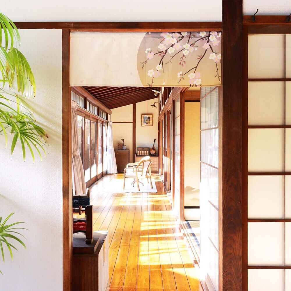 Made to Order Extra Short Japanese Noren Door Curtain Cherry blossoms Window
