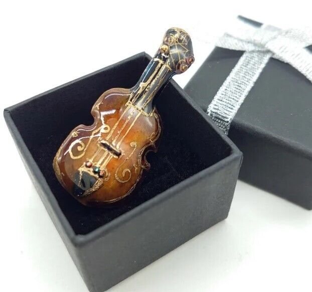 Violin - Japanese cloisonné enamel Pin Badge Brooch Made-to-order NEW