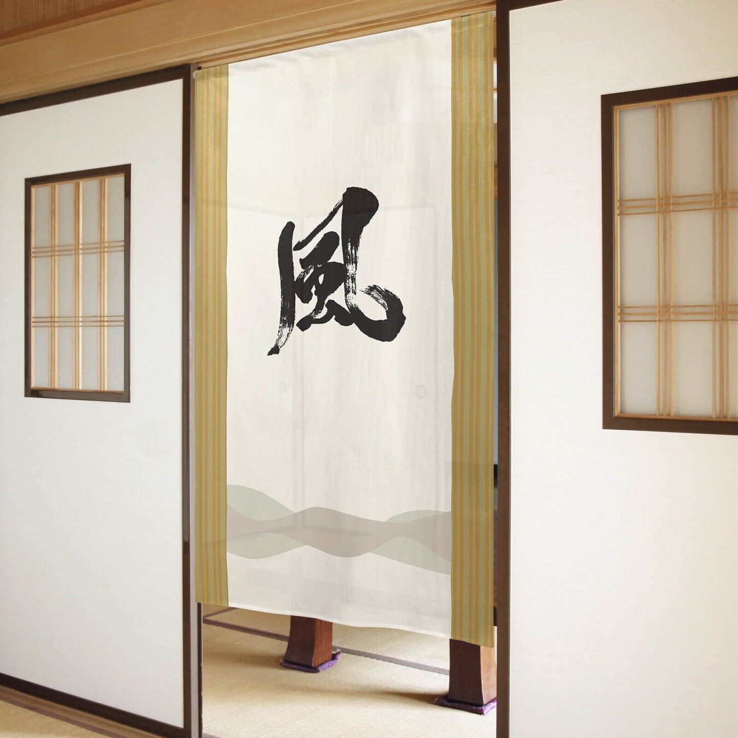 Japanese Noren Door Curtain Room Divider - Wind in Kanji, Chinese Character