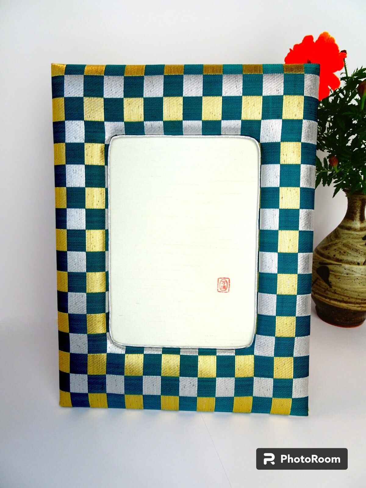 Handcrafted Japanese Kimono Photo Frame, Square, Unique Oriental Decor Gift Item