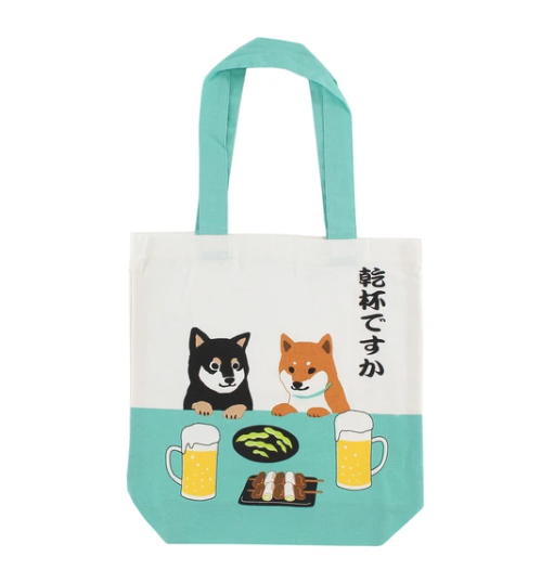 Shiba Inu "Shibata san" Cotton A4 size Tote Bag : Cheers!.