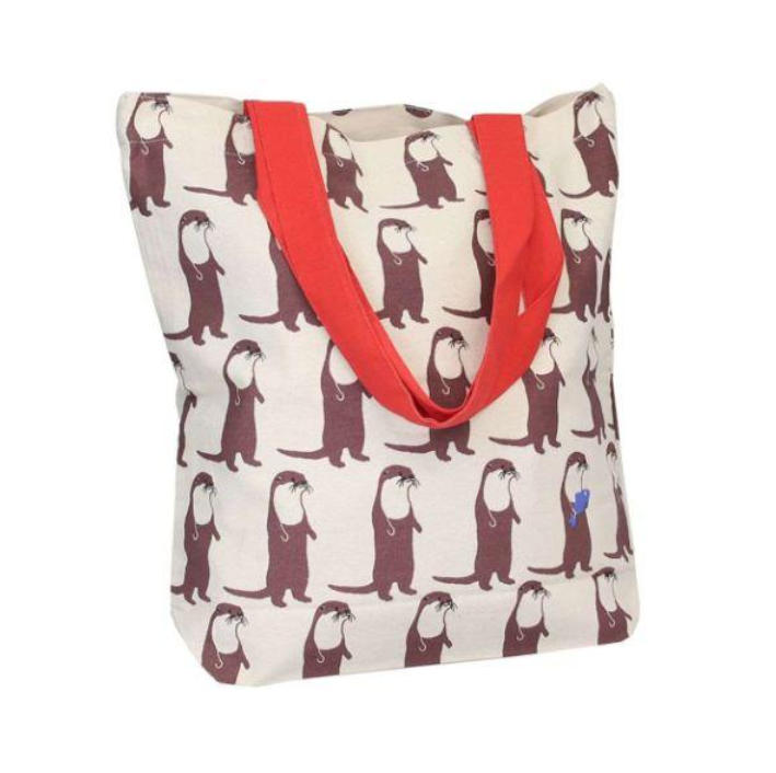 FRIENDSHILLL Animal Printed A4 size Cotton Tote Bag : Kawauso, Otter