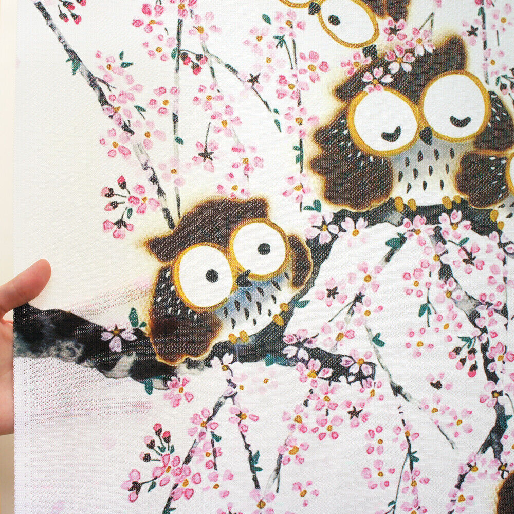 Made to order Premium Japanese Noren Door Curtain Sakura & 7 Owls