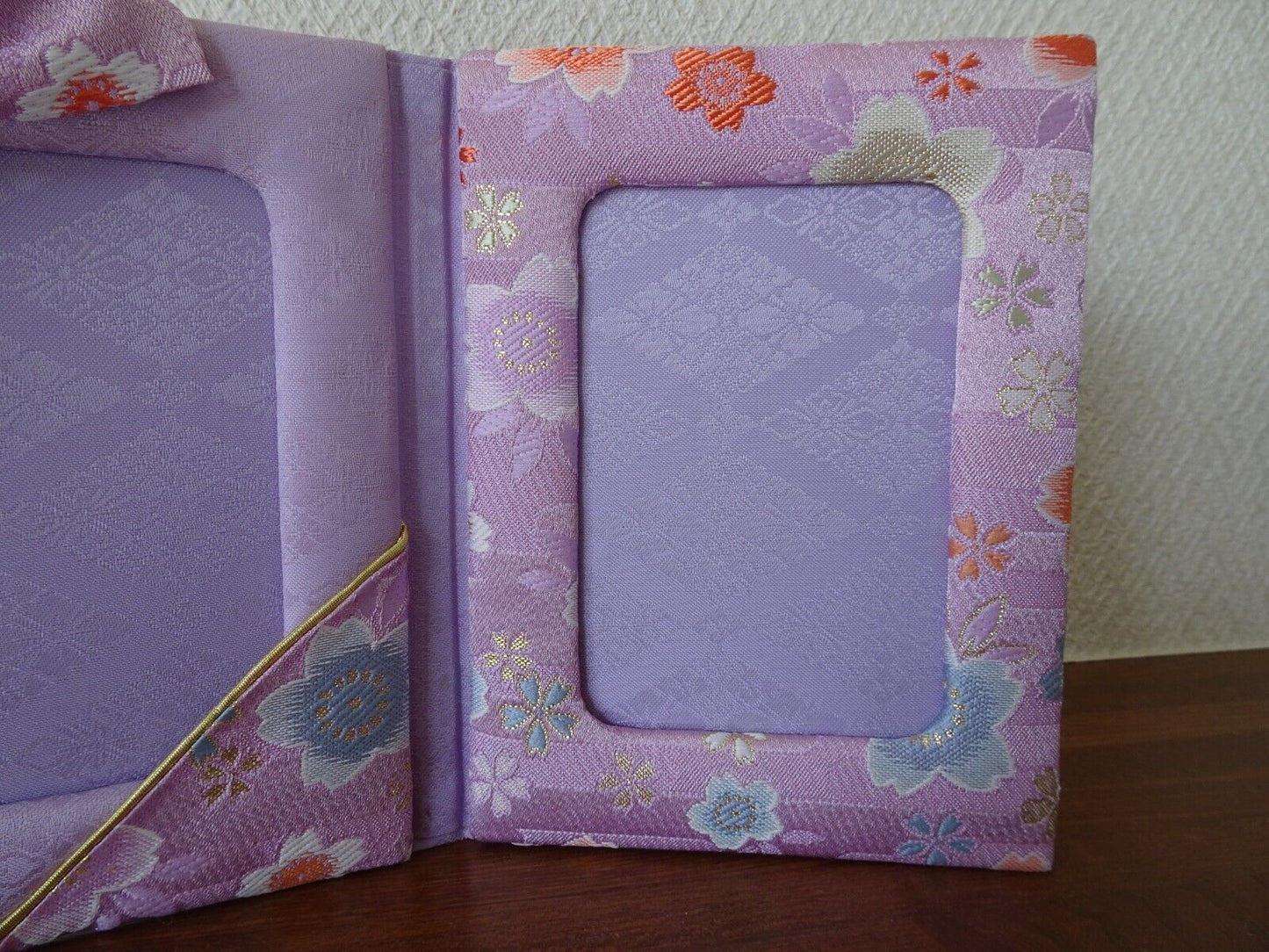 Handcrafted Japanese Kimono Photo Frame, Violet, Unique Oriental Decor Gift Item