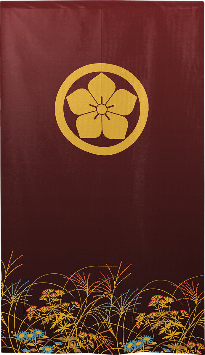 Kamon Japanese Family Crest Noren Door Curtain Room Divider - Bellflower