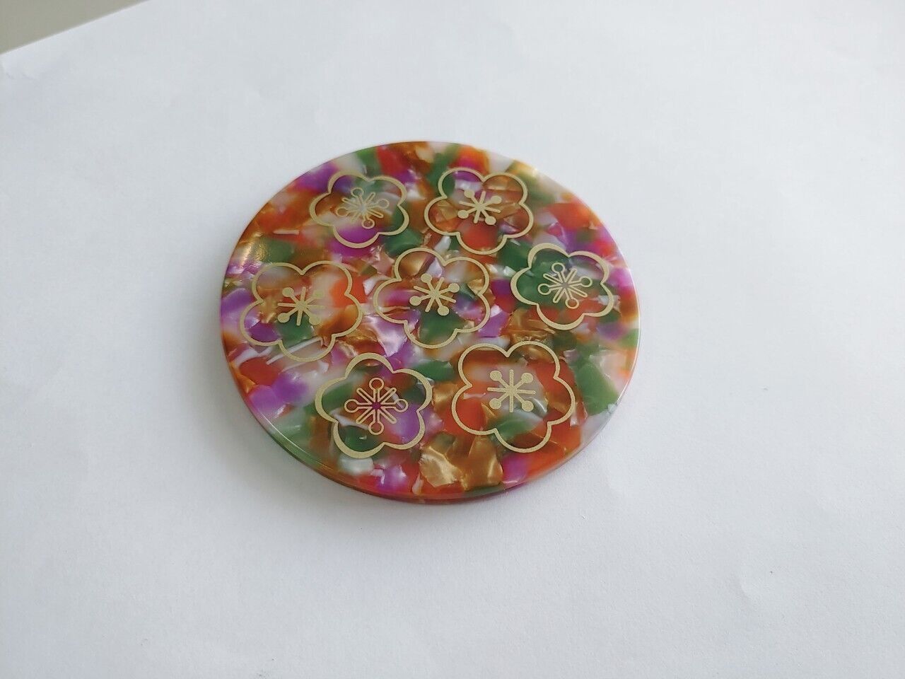 Japanese Plum Blossom Compact Hand Mirror - Traditional Pattern | Unique Gift