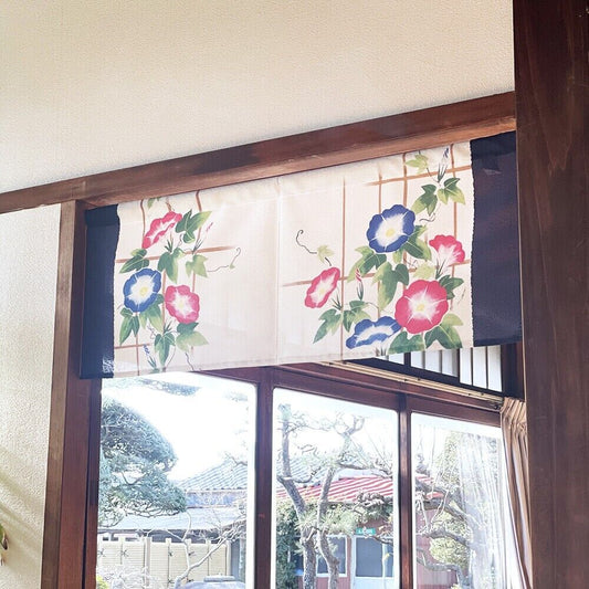 Made to Order Extra Short Size Japanese Noren Door Curtain Morning Glory