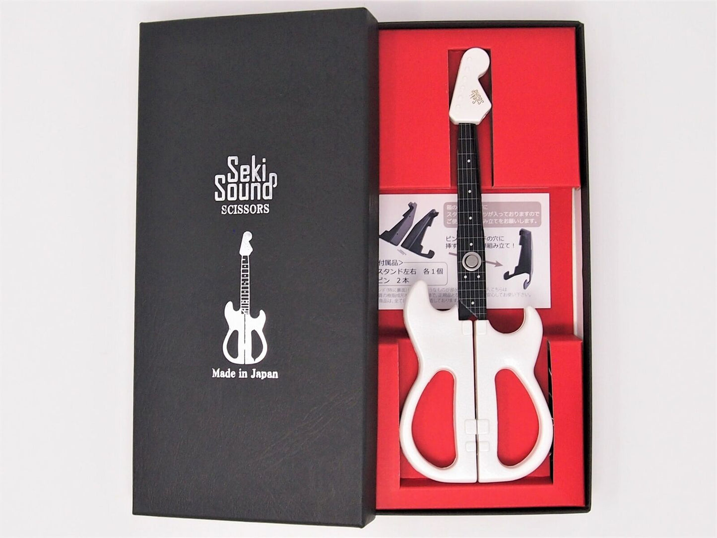 Nikken Cutlery Seki Sound Guitar Scissors with stand Pearl White Premium Color.