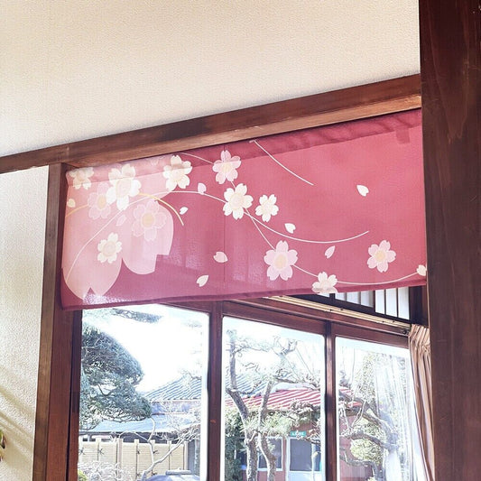 Made to Order Extra Short Japanese Noren Door Curtain Sakura, Cherry Blossoms