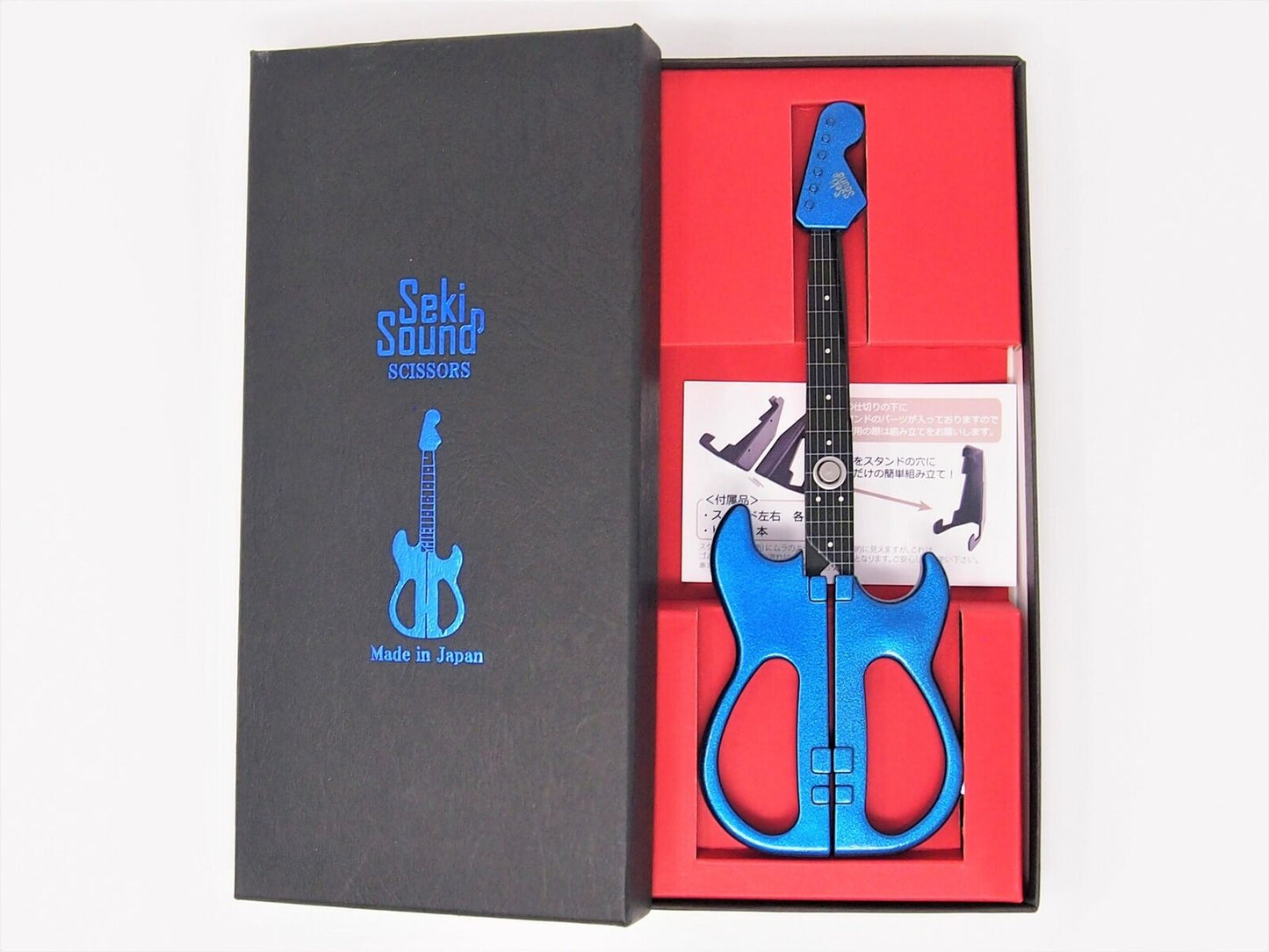 Nikken Cutlery Seki Sound Guitar Scissors with stand Metallic Blue Premium Color