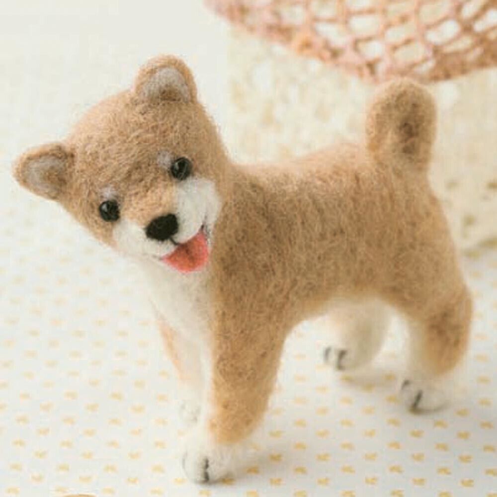 Hamanaka Needle Felting Kit: Crafting Cute Animals w/ Wool - Shiba inu Dog